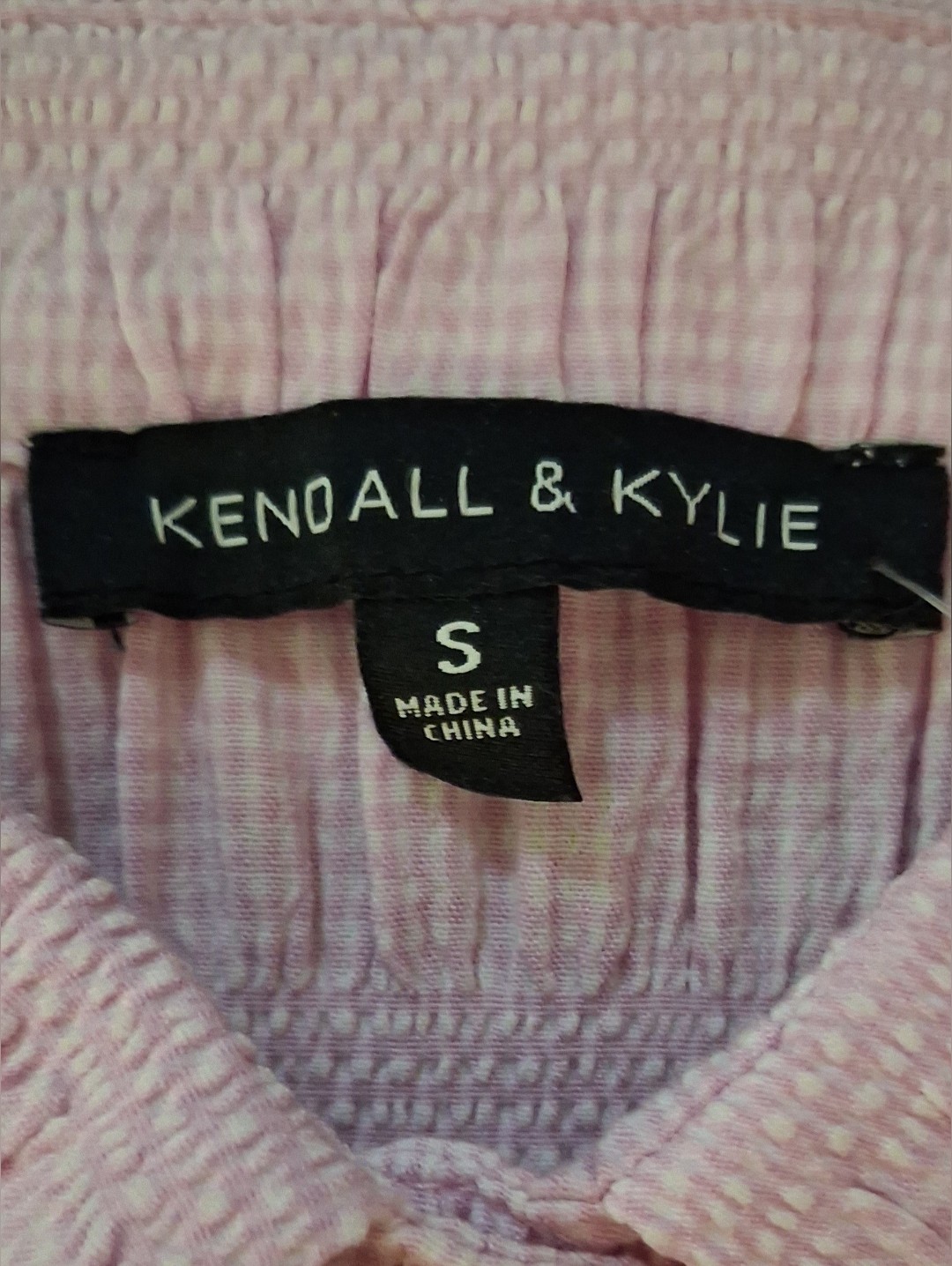 Nwt Kendall + Kylie Smocked Collared Crop Top. Womens Size Small. Pale Pink — image 2 of 8